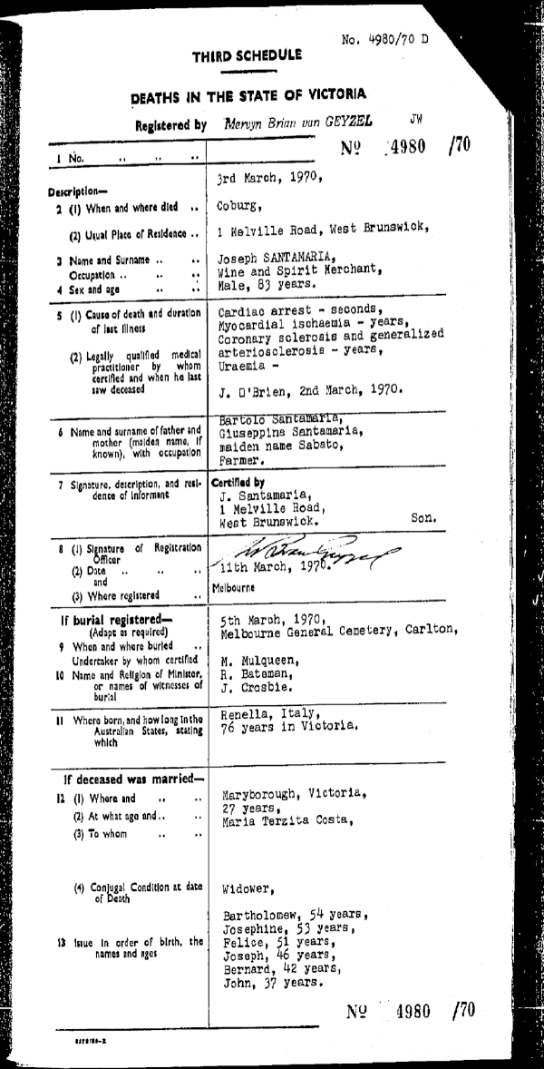 Giuseppe Santamaria Death Certificate.png